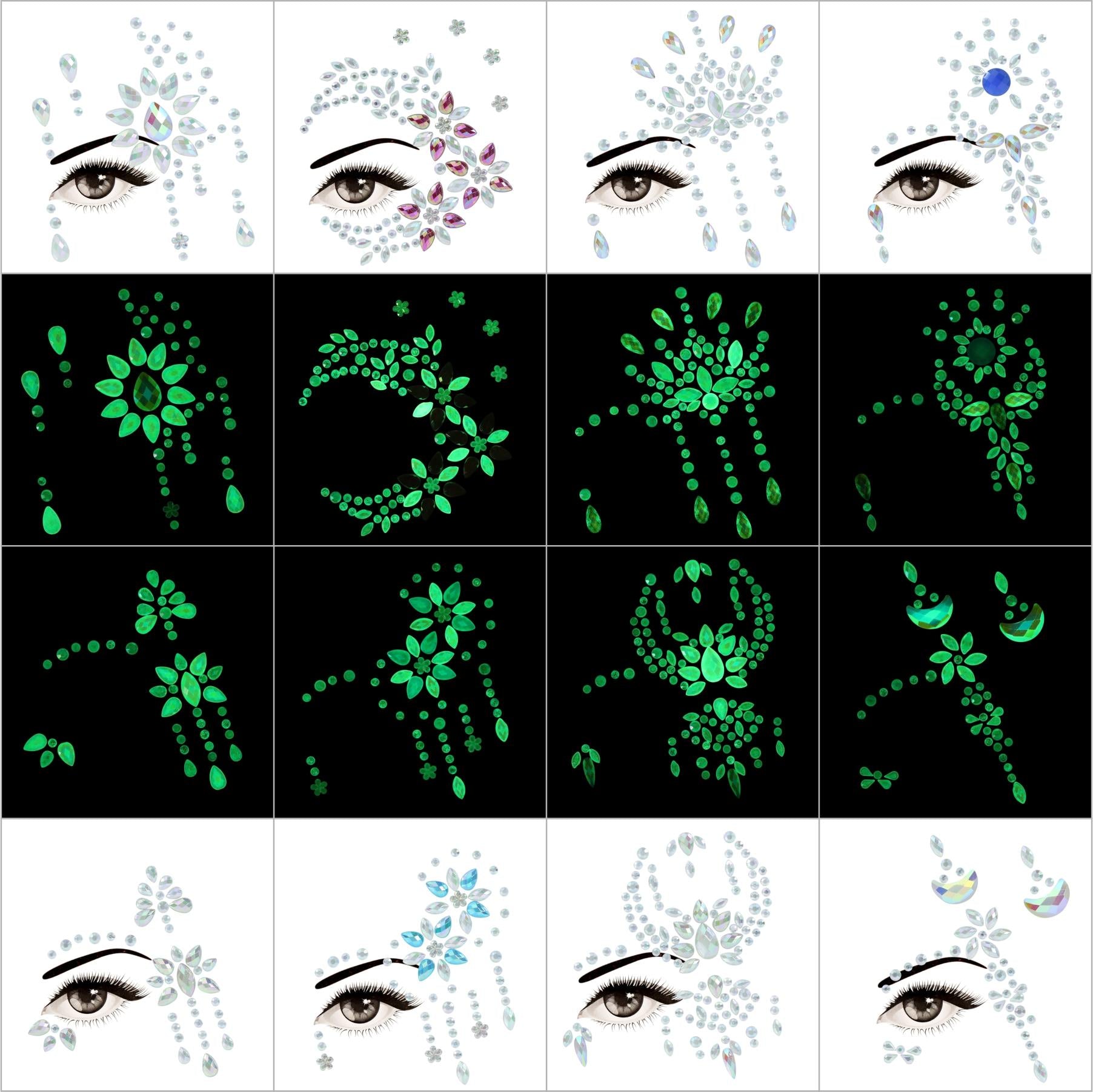 Face Jewels-6 Sets Eye Face Gems Stickers and 10g Chunky Body Glitter –  WIDELYTOY