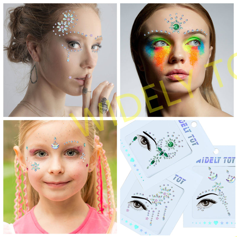9 Sheets Face Gems Glitter Rhinestones Body Jewels Face Eye Stickers Makeup  Decoration 