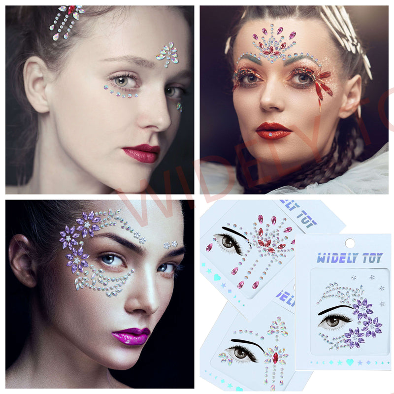 Face Gems Jewels Stick for Women Eye Body Face Crystal Rhinestones Gems  Jewels Stickers Rave Party Festival Makeup Temporary Tattoos
