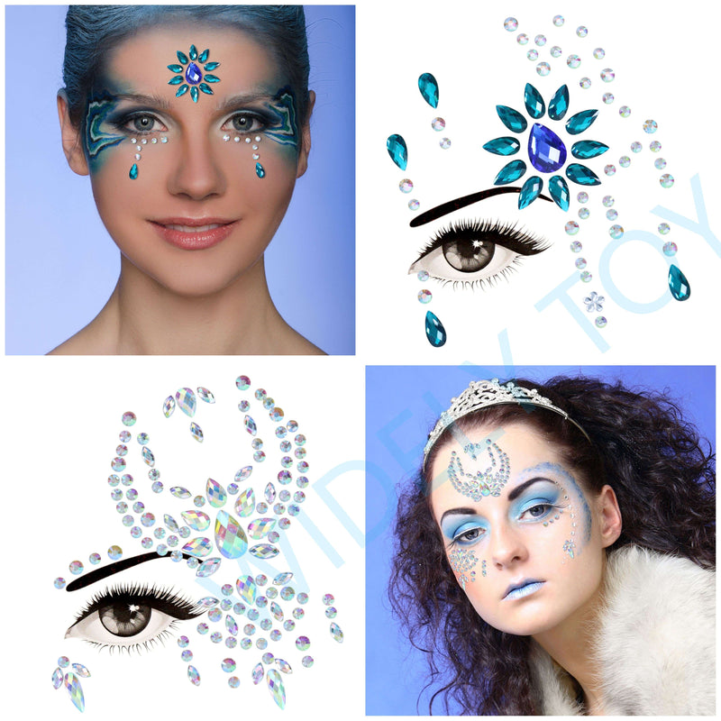 8 Sheets Face Jewels Stick On, Self Adhesive Eye Body Face Gems Jewels  Rhinestone Stickers, Makeup Rhinestones Eye Hair Body Jewels Diamond, for  Women
