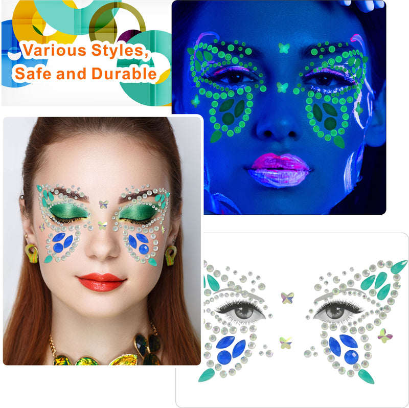 Noctilucent Face Jewels Temporary Tattoo-Luminous Face Gems