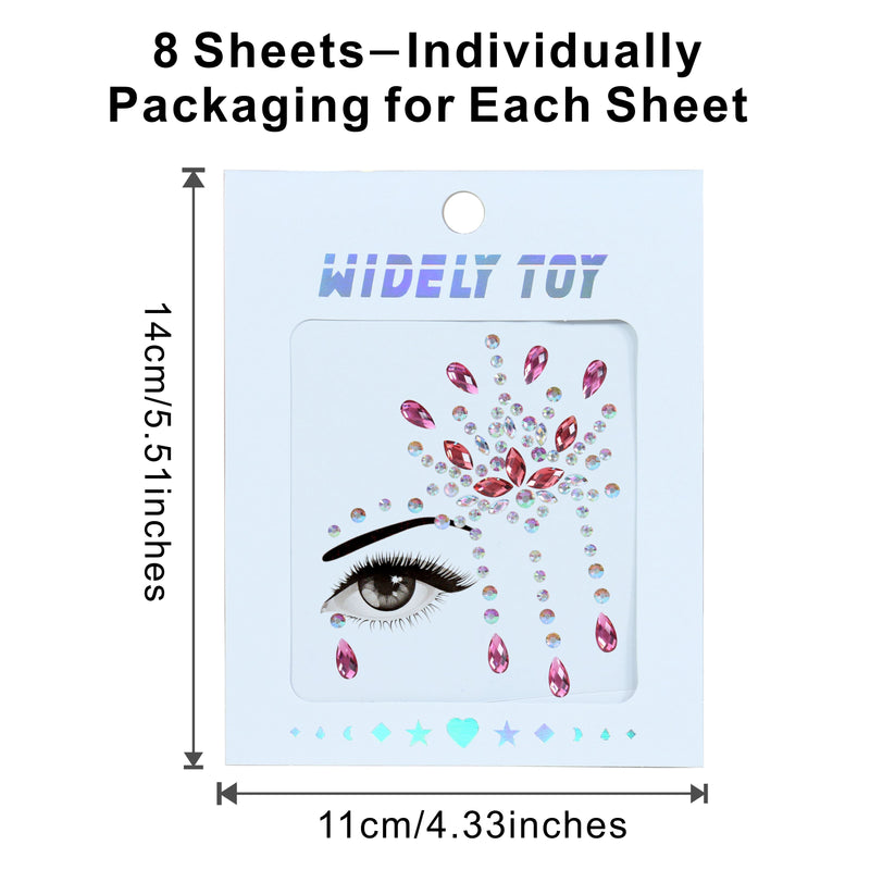 6 Sheets(100Pcs /Sheet) Face Jewels Face Gems Stick on Face Body