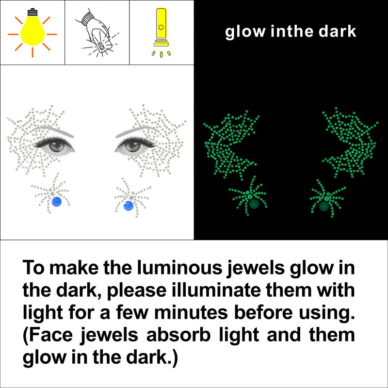 Noctilucent Face Jewels Temporary Tattoo-Luminous Face Gems