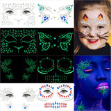 Noctilucent Face Jewels Temporary Tattoo-Luminous Face Gems