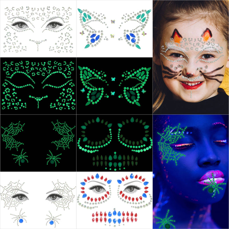 Noctilucent Face Jewels Temporary Tattoo-Luminous Face Gems