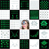 12Sets Luminous Face Gems-Noctilucent Jewels Fluorescent Stickers