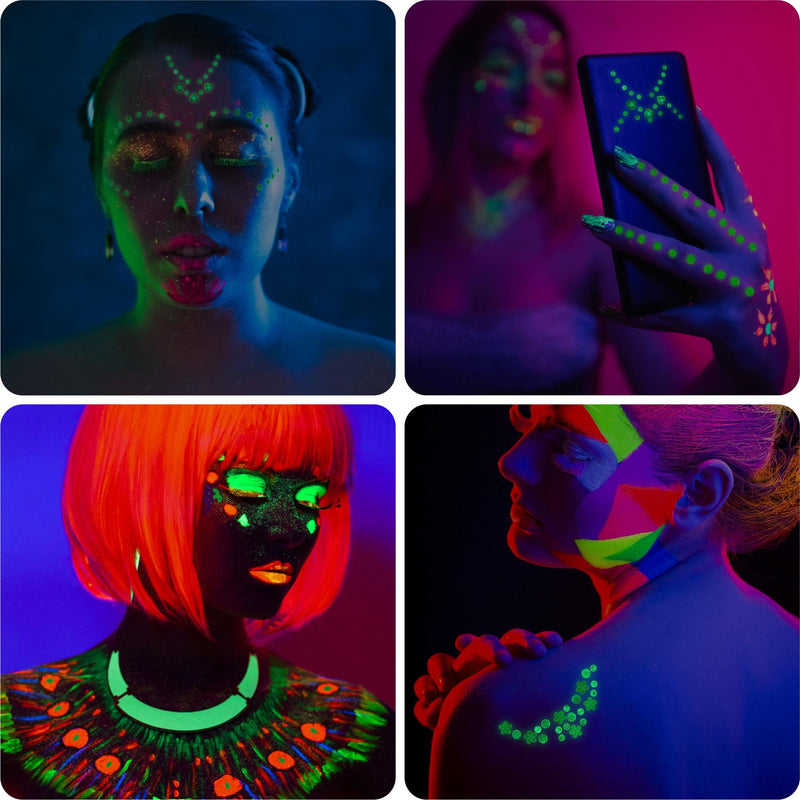 12Sets Luminous Face Gems-Noctilucent Jewels Fluorescent Stickers