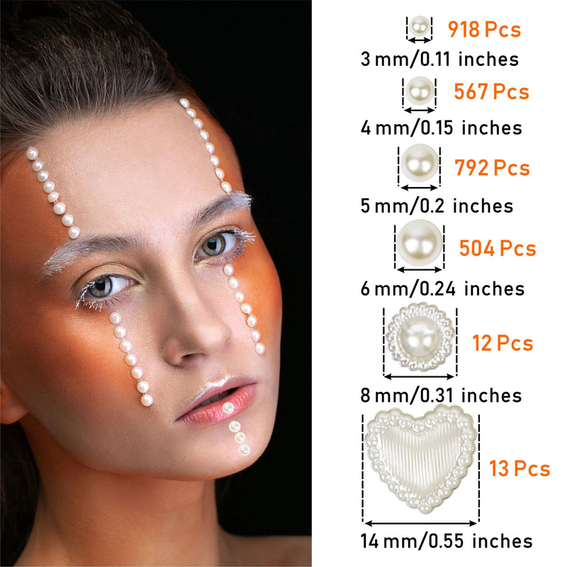 3mm/4mm/5mm/6mm 3D Pearl Face Jewels Eyeshadow Stickers Self Adhesive Face  Body Eyebrow Diamond Nail Stickers Diamond Decoration DIY 